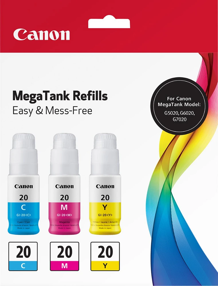 Canon - GI-20 3-Pack Ink Bottles - Cyan/Magenta/Yellow