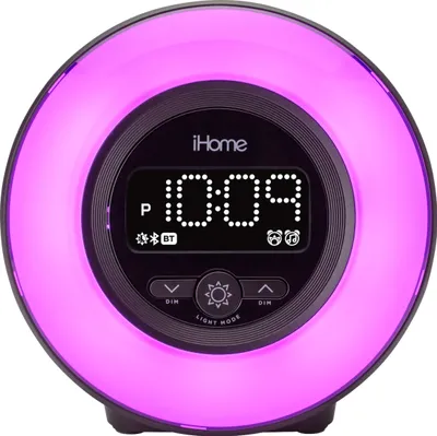 iHome - PowerClock Glow - Bluetooth Color Changing FM Alarm Clock Radio - Black