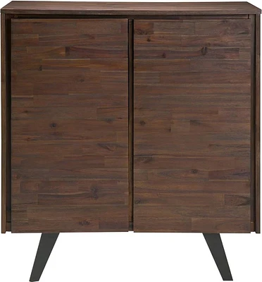 Simpli Home - Lowry Modern Industrial Solid Acacia Wood Medium Storage Cabinet - Distressed Charcoal Brown