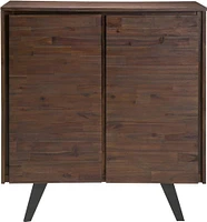 Simpli Home - Lowry Modern Industrial Solid Acacia Wood Medium Storage Cabinet - Distressed Charcoal Brown