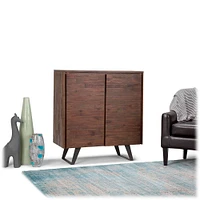 Simpli Home - Lowry Modern Industrial Solid Acacia Wood Medium Storage Cabinet - Distressed Charcoal Brown