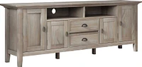 Simpli Home - Redmond SOLID WOOD inch Wide Transitional TV Media Stand in Distressed Grey For TVs up to inches