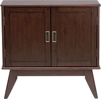 Simpli Home - Draper Mid Century Modern Rubberwood Low Storage Cabinet - Medium Auburn Brown