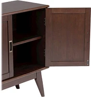 Simpli Home - Draper Mid Century Modern Rubberwood Low Storage Cabinet - Medium Auburn Brown