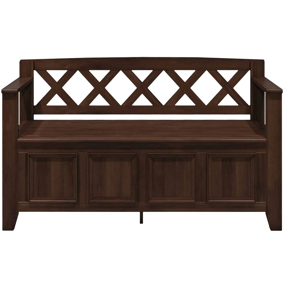 Simpli Home - Amherst SOLID WOOD 48 inch Wide Transitional Entryway Storage Bench - Natural Aged Brown