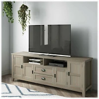 Simpli Home - Burlington SOLID WOOD 72 inch Wide Transitional TV Media Stand in Distressed Grey For TVs up to 80 inches - Distressed Gray