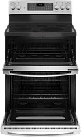 GE - 6.6 Cu. Ft. Freestanding Double Oven Electric Convection Range with Self-Steam Cleaning and No-Preheat Air Fry - Stainless Steel