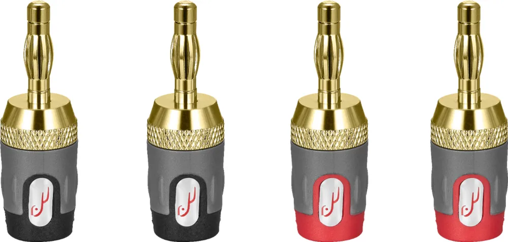 Rocketfish™ - 24k Gold Plated Toolless Speaker Banana Plugs (4 Pack) - Red/Black