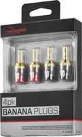 Rocketfish™ - 24k Gold Plated Toolless Speaker Banana Plugs (4 Pack) - Red/Black