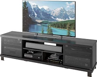 CorLiving - Holland Black Wooden Extra Wide TV Stand, for TVs up to 85" - Ravenwood Black