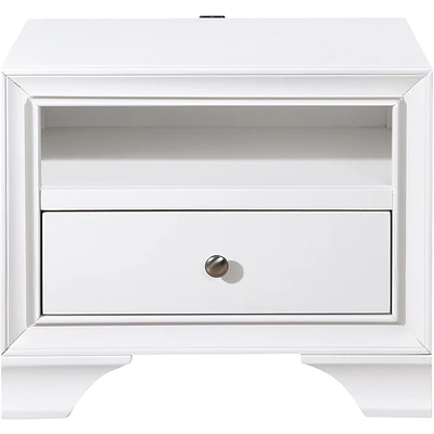 Click Decor - Edmond Wood 1-Drawer Night Stand - White