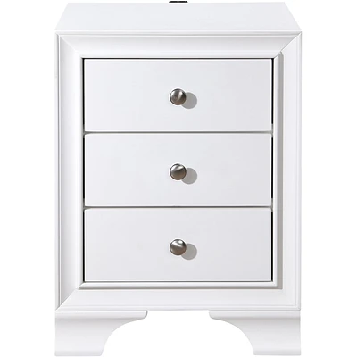 Click Decor - Edmond Traditional Wood 3-Drawer Night Stand - White
