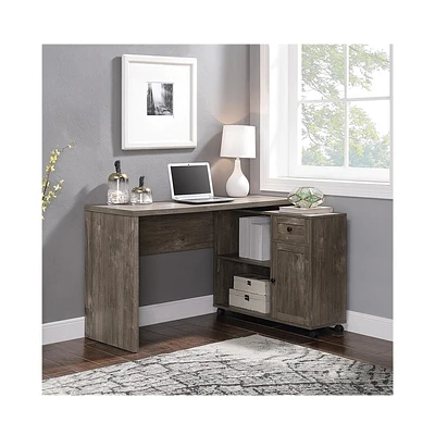 OSP Home Furnishings - Waverly L-Shaped Contemporary 1-Drawer Workstation With Adjustable Shelf - Scottish Alder