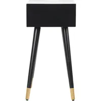 Elle Decor - Clemintine Rectangular Mid-Century Modern Wood Veneer/Rubberwood Side Table - Black/White Marble