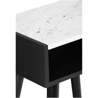 Elle Decor - Clemintine Rectangular Mid-Century Modern Wood Veneer/Rubberwood Side Table - Black/White Marble