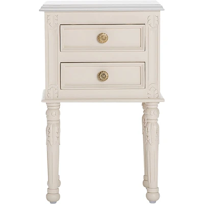 Finch - Richards Rectangular Rustic Wood 2-Drawer Side Table - Cream White