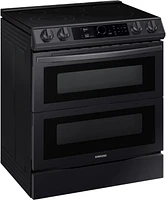 Samsung - 6.3 cu. ft. Flex Duo Front Control Slide-in Electric Range with Smart Dial, Air Fry & Wi-Fi - Black Stainless Steel