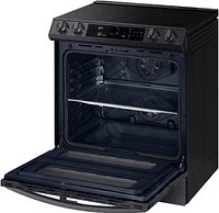 Samsung - 6.3 cu. ft. Flex Duo Front Control Slide-in Electric Range with Smart Dial, Air Fry & Wi-Fi - Black Stainless Steel