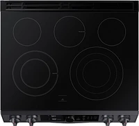 Samsung - 6.3 cu. ft. Flex Duo Front Control Slide-in Electric Range with Smart Dial, Air Fry & Wi-Fi - Black Stainless Steel