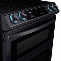 Samsung - 6.3 cu. ft. Flex Duo Front Control Slide-in Electric Range with Smart Dial, Air Fry & Wi-Fi - Black Stainless Steel