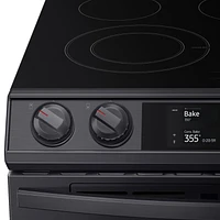 Samsung - 6.3 cu. ft. Flex Duo Front Control Slide-in Electric Range with Smart Dial, Air Fry & Wi-Fi - Black Stainless Steel