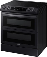 Samsung - 6.3 cu. ft. Flex Duo Front Control Slide-in Electric Range with Smart Dial, Air Fry & Wi-Fi - Black Stainless Steel