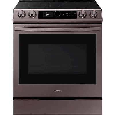 Samsung - 6.3 cu. ft. Front Control Slide-in Electric Convection Range with Smart Dial, Air Fry & Wi-Fi, Fingerprint Resistant