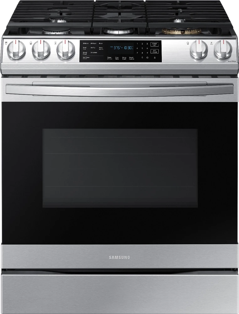 Samsung - 6.0 cu. ft. Front Control Slide-In Gas Convection Range with Air Fry & Wi-Fi, Fingerprint Resistant