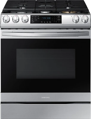 Samsung - 6.0 cu. ft. Front Control Slide-In Gas Convection Range with Air Fry & Wi-Fi, Fingerprint Resistant