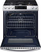 Samsung - 6.0 cu. ft. Front Control Slide-In Gas Convection Range with Air Fry & Wi-Fi, Fingerprint Resistant