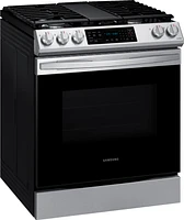 Samsung - 6.0 cu. ft. Front Control Slide-In Gas Range with Convection & Wi-Fi, Fingerprint Resistant - Stainless Steel