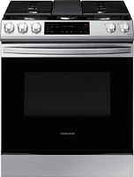 Samsung - 6.0 cu. ft. Front Control Slide-In Gas Range with Convection & Wi-Fi, Fingerprint Resistant - Stainless Steel