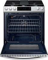 Samsung - 6.0 cu. ft. Front Control Slide-In Gas Range with Convection & Wi-Fi, Fingerprint Resistant - Stainless Steel