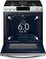 Samsung - 6.0 cu. ft. Front Control Slide-In Gas Range with Convection & Wi-Fi, Fingerprint Resistant - Stainless Steel