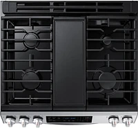 Samsung - 6.0 cu. ft. Front Control Slide-In Gas Range with Convection & Wi-Fi, Fingerprint Resistant - Stainless Steel