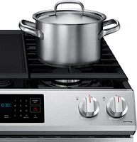 Samsung - 6.0 cu. ft. Front Control Slide-In Gas Range with Convection & Wi-Fi, Fingerprint Resistant - Stainless Steel