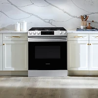 Samsung - 6.0 cu. ft. Front Control Slide-In Gas Range with Convection & Wi-Fi, Fingerprint Resistant - Stainless Steel