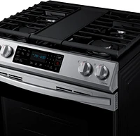 Samsung - 6.0 cu. ft. Front Control Slide-In Gas Range with Convection & Wi-Fi, Fingerprint Resistant - Stainless Steel