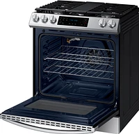 Samsung - 6.0 cu. ft. Front Control Slide-In Gas Range with Convection & Wi-Fi, Fingerprint Resistant - Stainless Steel