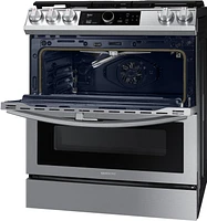 Samsung - 6.0 cu. ft. Flex Duo Front Control Slide-in Gas Convection Range with Smart Dial, Air Fry & Wi-Fi Fingerprint Resistant - Stainless Steel