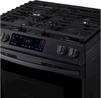 Samsung - 6.0 cu. ft. Front Control Slide-in Gas Range with Wi-FI - Black Stainless Steel