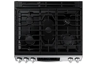 Samsung - 6.0 cu. ft. Front Control Slide-in Gas Range with Wi-FI - Black Stainless Steel