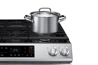 Samsung - 6.0 cu. ft. Front Control Slide-in Gas Range with Wi-FI - Black Stainless Steel