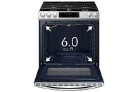 Samsung - 6.0 cu. ft. Front Control Slide-in Gas Range with Wi-FI - Black Stainless Steel