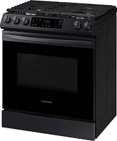 Samsung - 6.0 cu. ft. Front Control Slide-in Gas Range with Wi-FI - Black Stainless Steel