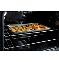 Haier - 5.6 Cu. Ft. Slide-In Gas Convection Range with Self-Steam Cleaning and No-Preheat Air Fry - Black Stainless Steel