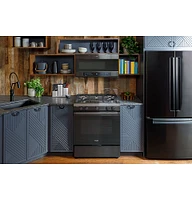 Haier - 5.6 Cu. Ft. Slide-In Gas Convection Range with Self-Steam Cleaning and No-Preheat Air Fry - Black Stainless Steel