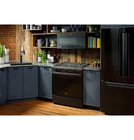 Haier - 5.6 Cu. Ft. Slide-In Gas Convection Range with Self-Steam Cleaning and No-Preheat Air Fry - Black Stainless Steel