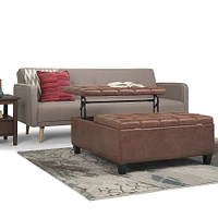 Simpli Home - Harrison 36 inch Wide Transitional Square Coffee Table Storage Ottoman in Faux Leather