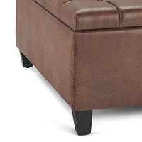 Simpli Home - Harrison 36 inch Wide Transitional Square Coffee Table Storage Ottoman in Faux Leather